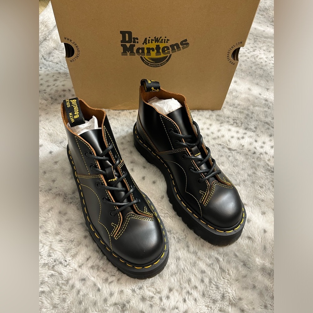 DR. MARTENS CHURCH PLATFORM MONKEY BOOTS IN BLACK MSRP$220 CHIC & COMFY